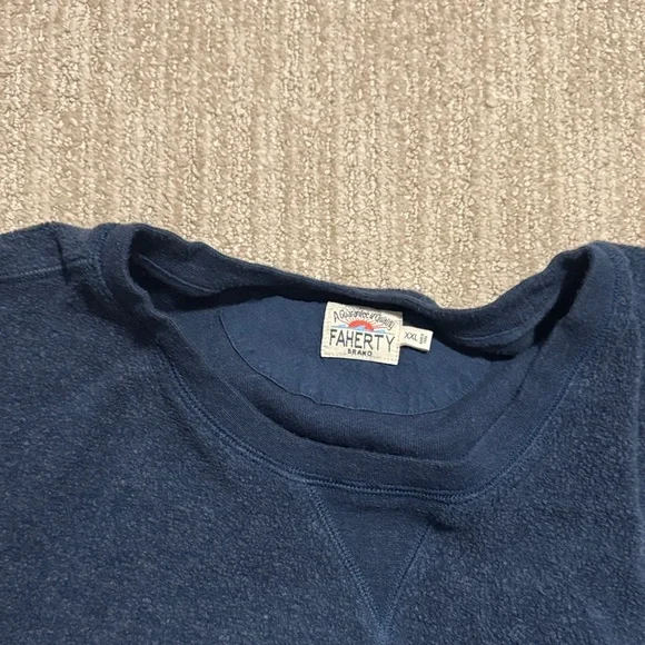 Faherty Men’s Size XXL Surfside Beach Fleece Sweatshirt Sea Navy Soft Knit - Picture 9 of 12